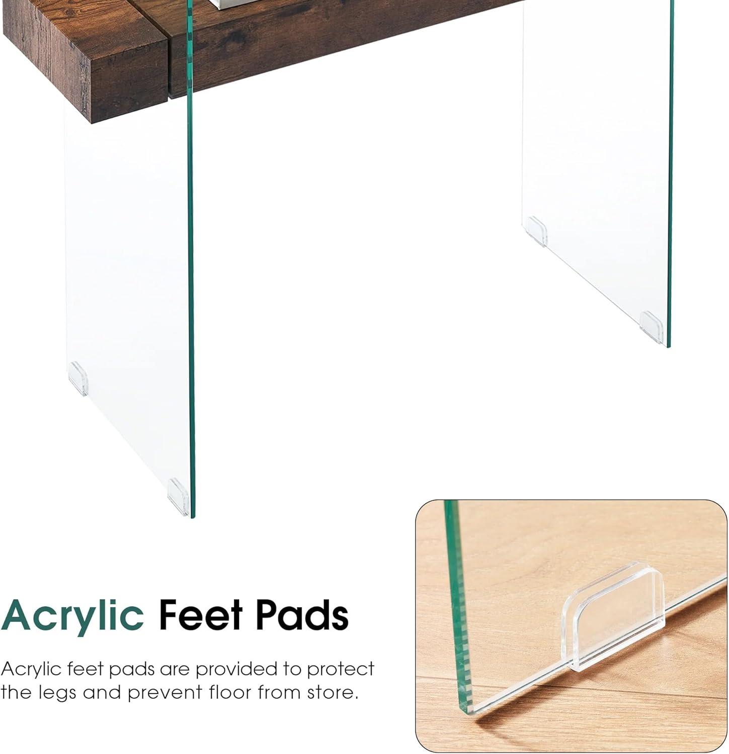 Ivinta Narrow Glass Console Table with Storage Modern Sofa Table Entryway Table Glass Writing Desk Small Computer Desk TV Table Buffet Table Modern Accent Table for Small Space Living Room Hallway