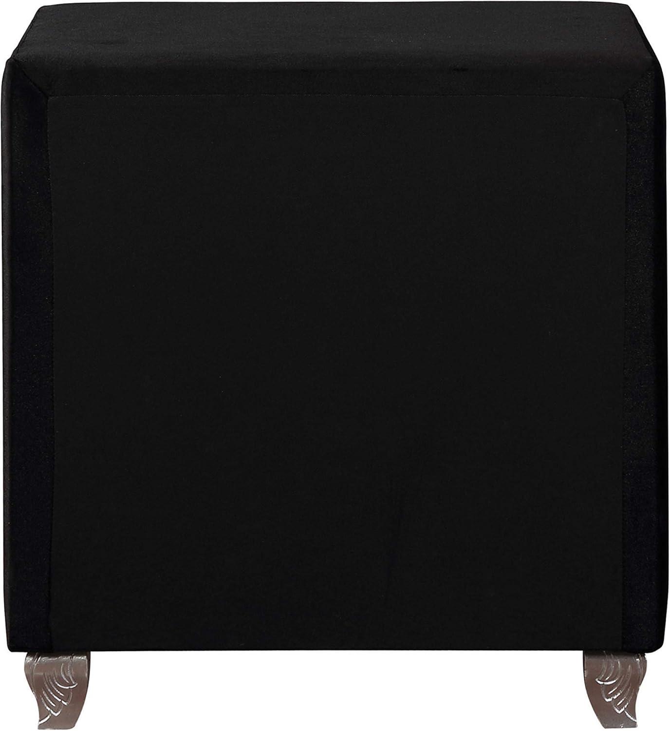 Coaster Deanna Contemporary 2-Drawer Velvet Nightstand in Black