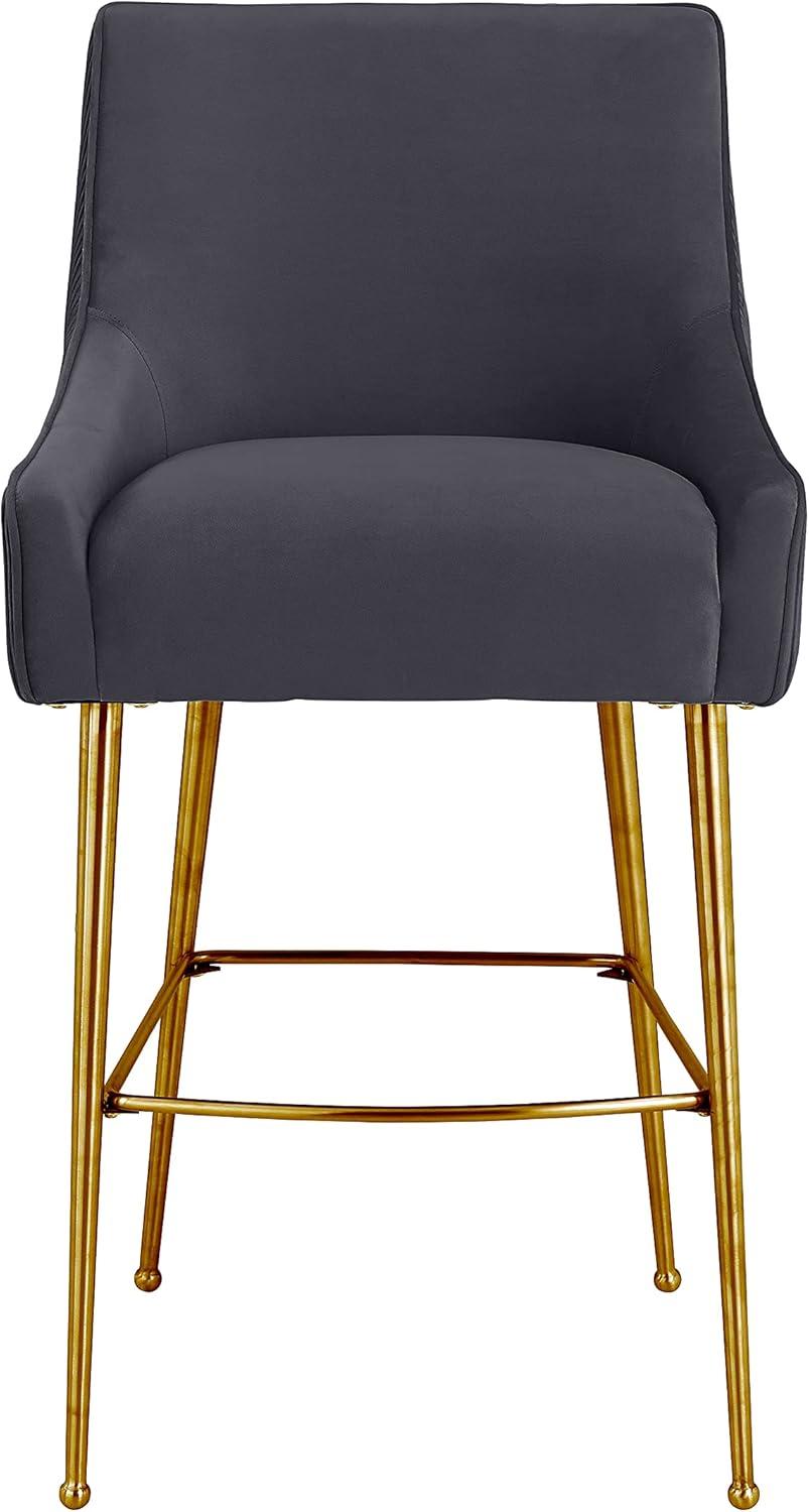 Beatrix Pleated Velvet Stool Grey Counter Height