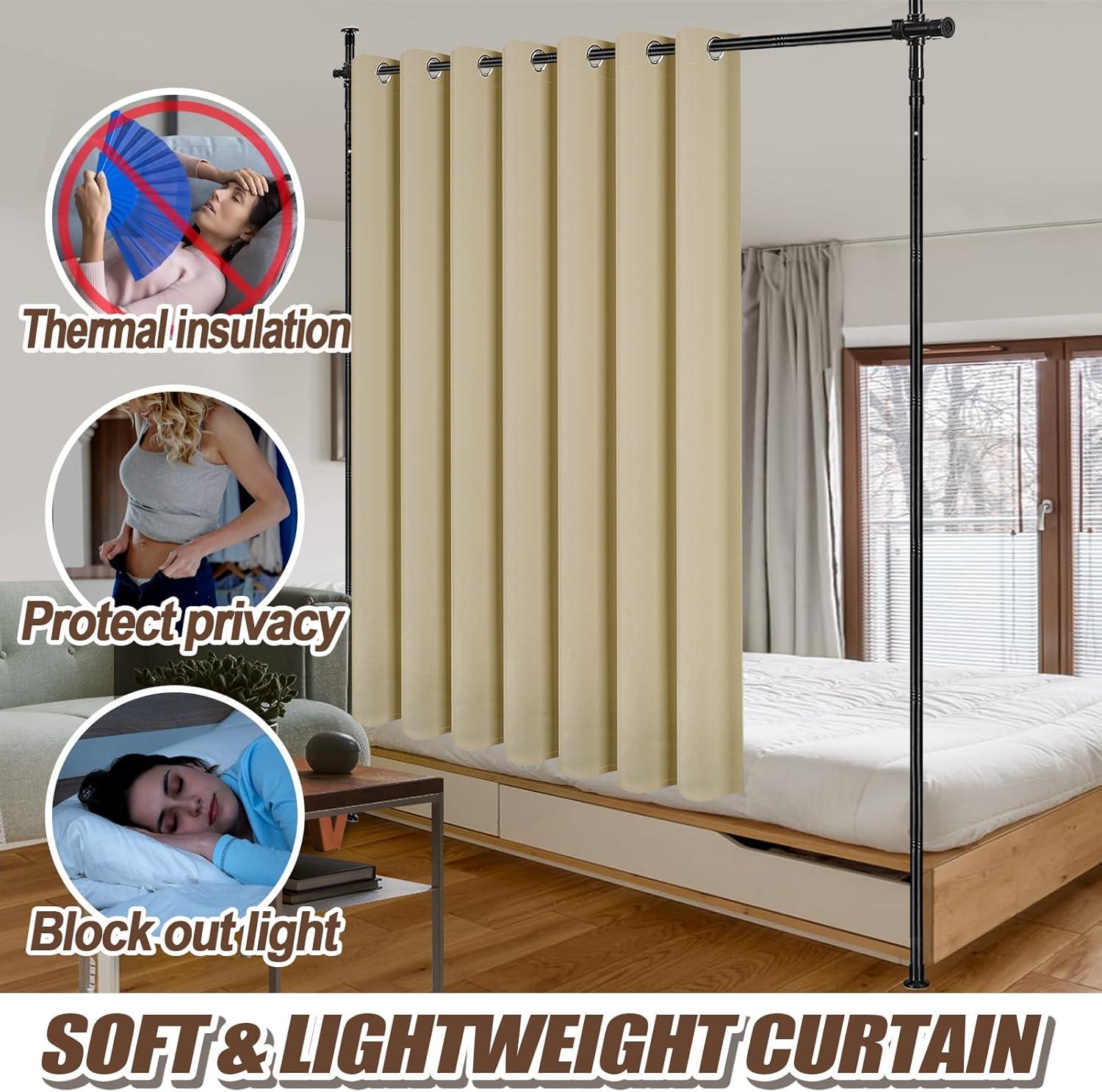 Blooming Room Divider Curtain And Rod Set