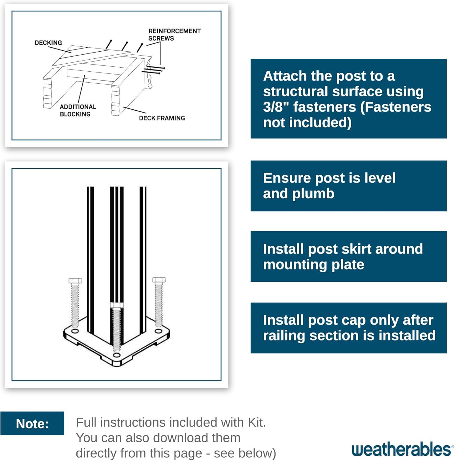 Weatherables 2-1/2-in x 2-1/2-in x 3-1/4-ft Textured Black Aluminum Deck Post
