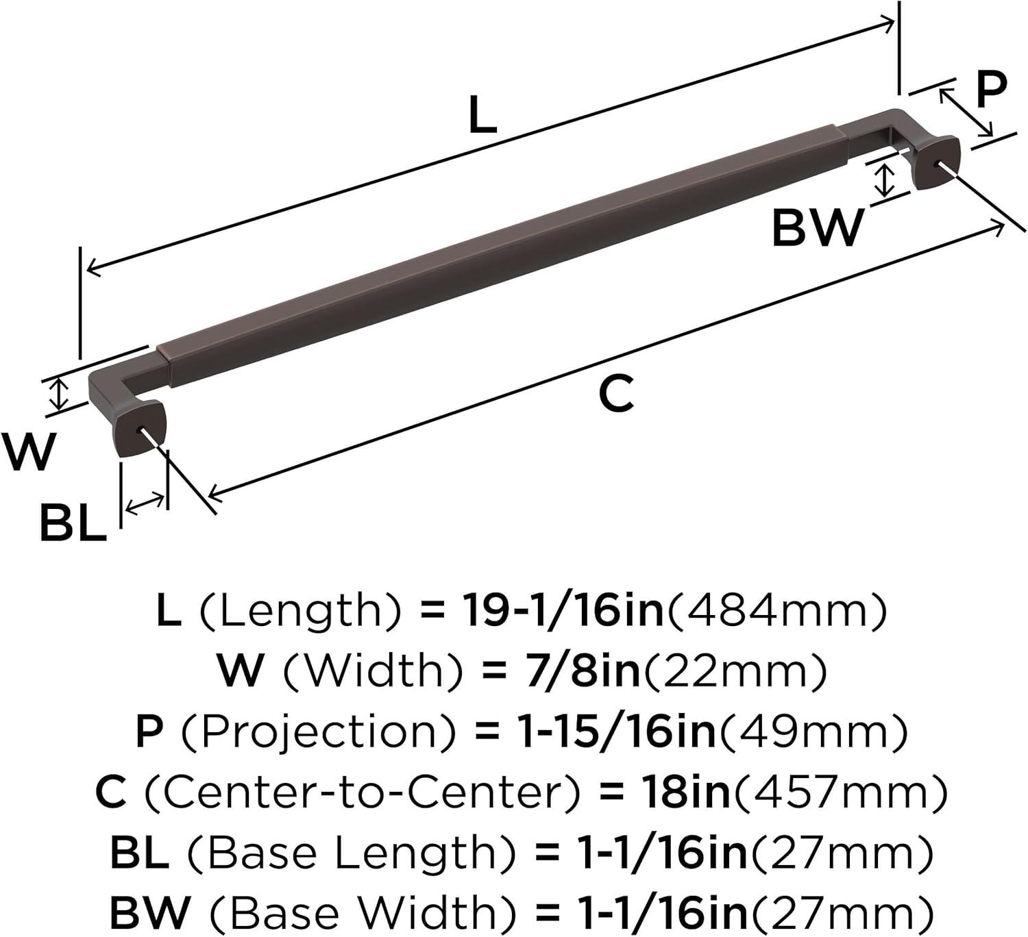 Amerock Stature 18 inch (457mm) Center-to-Center Oil-Rubbed Bronze Appliance Pull