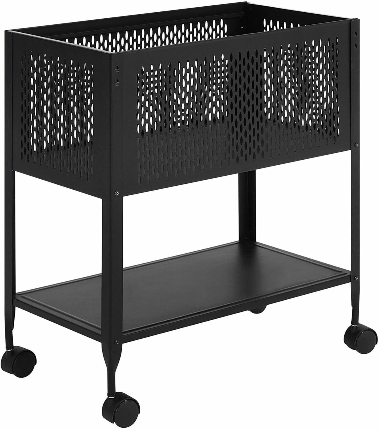 Lorell Mesh Rolling File Cart, 13-1/4 by 24 by 27-1/2-Inch, Black