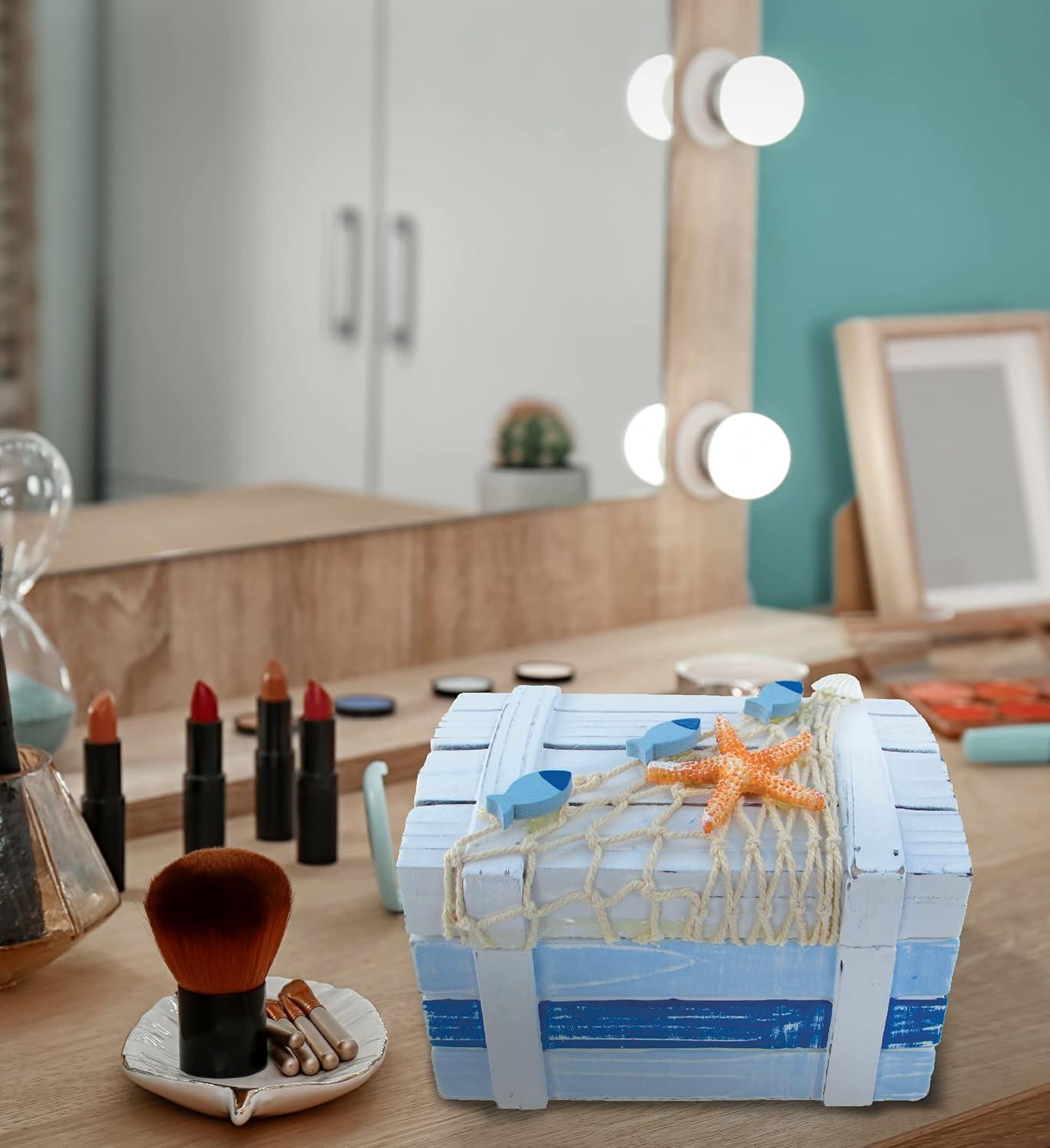 Puzzled Wooden Ocean Breeze Beach with Orange Starfish, 5 inch