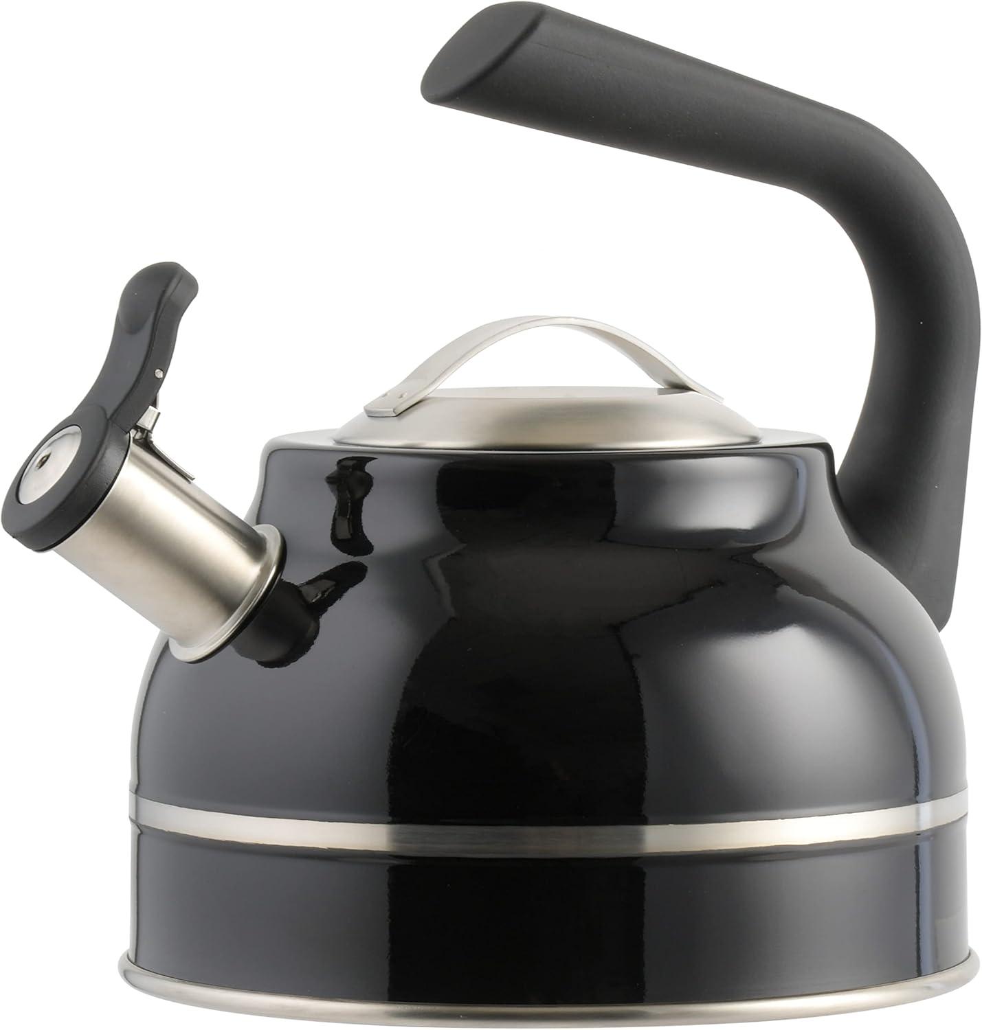 Kenmore Elite 2.3 Quart Black Stainless Steel Whistling Tea Kettle