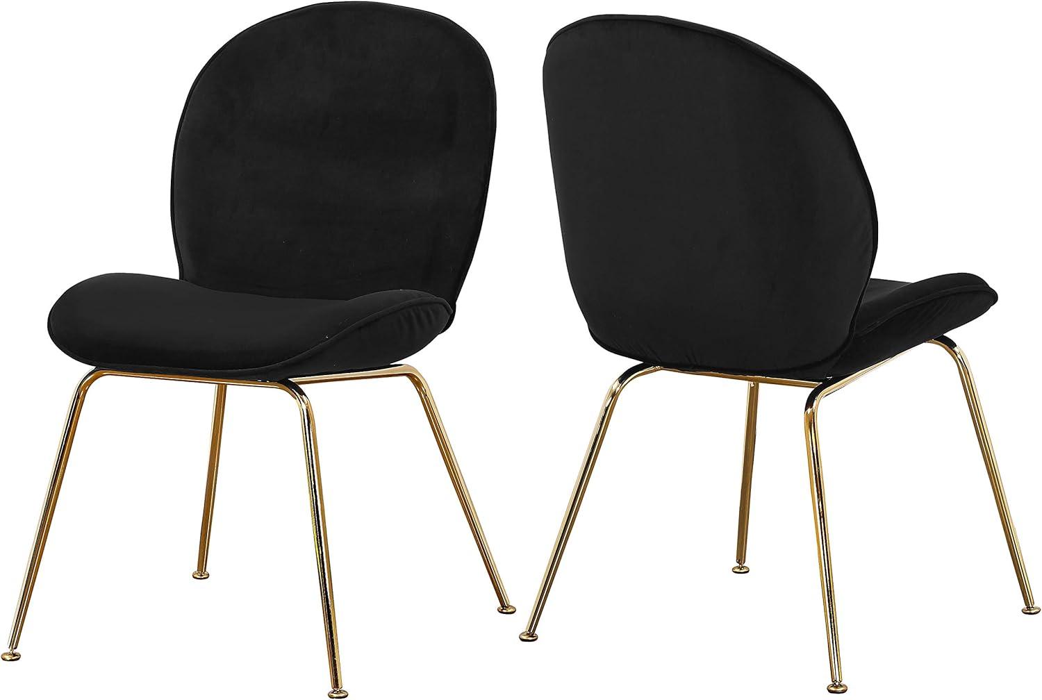 Parisian Noir Velvet Upholstered Dining Chair with Gold Metal Legs