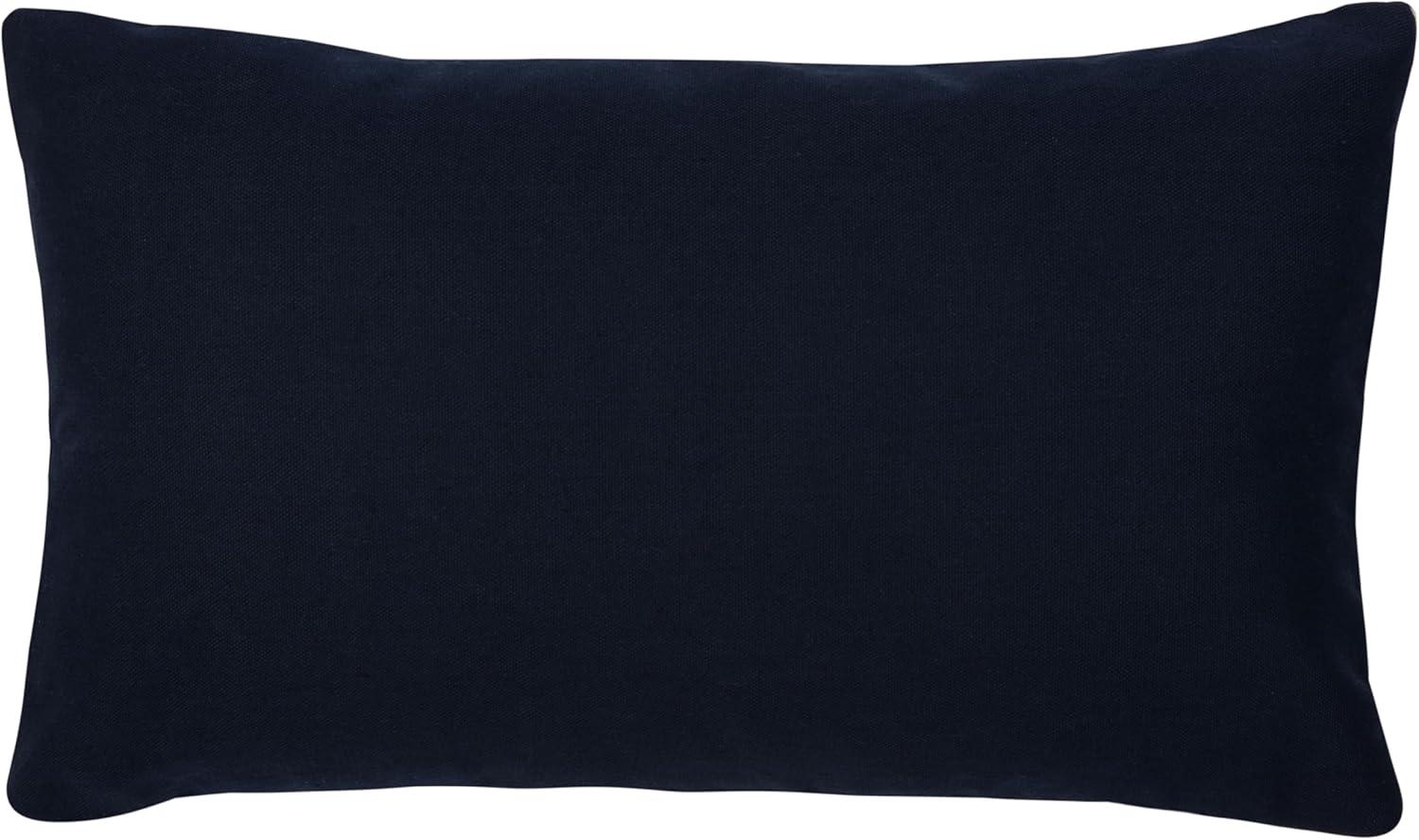 Navy and Cream Square Decorative Pillow with Rope Trim