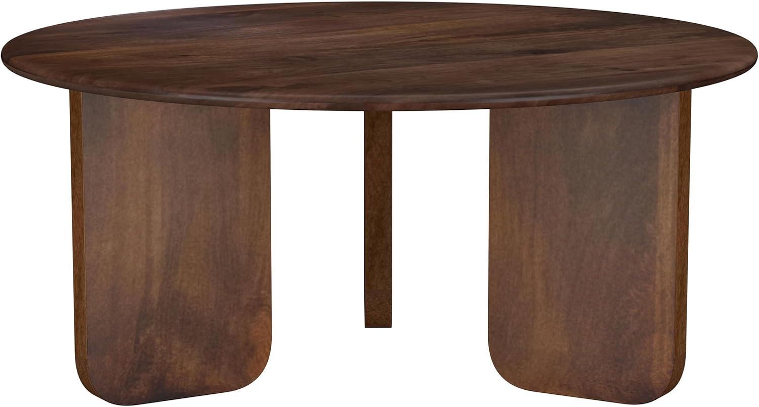Coaster Dale Mid -Century Modern Round Solid Mango Wood Coffee Table Brown
