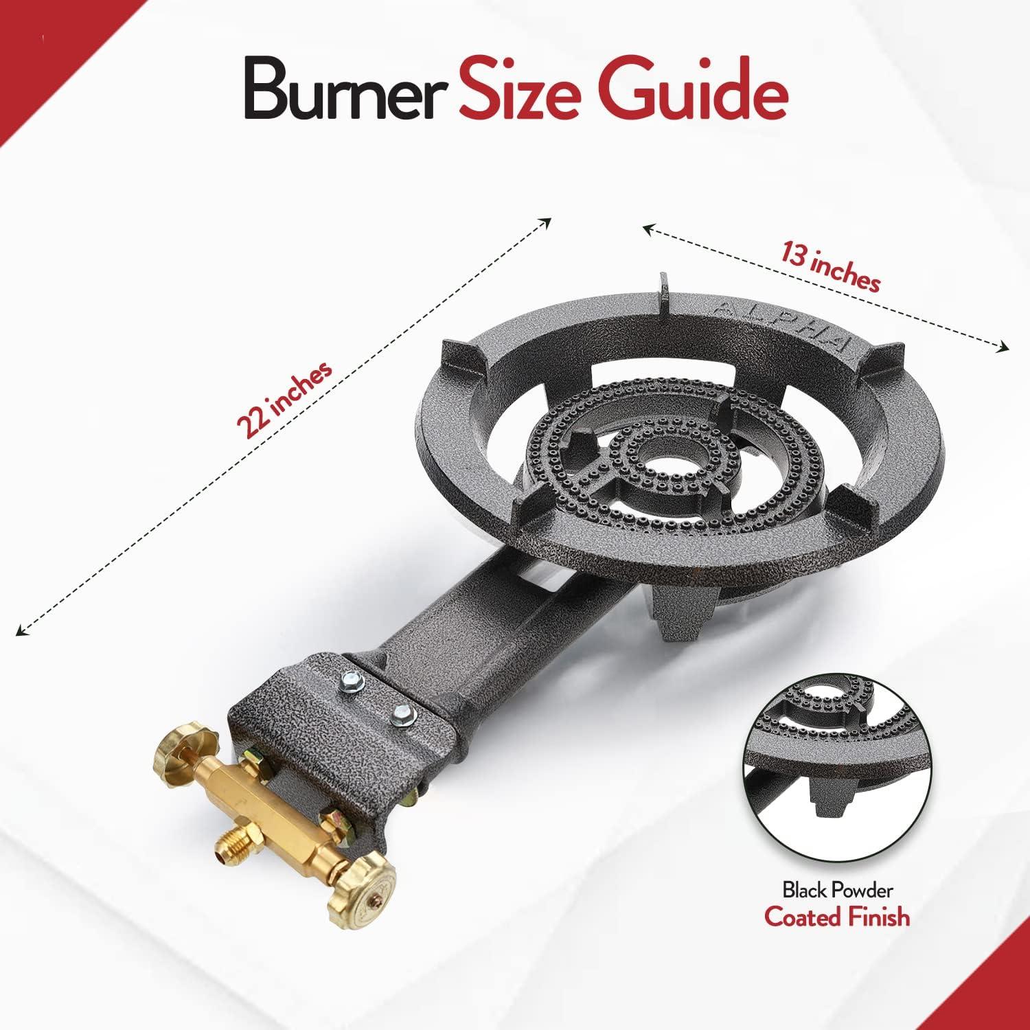 GasOne 13" Single Propane Burner, Cast Iron Wok Burner With 0-20 PSI Adjustable Regulator And Stainless Steel Hose