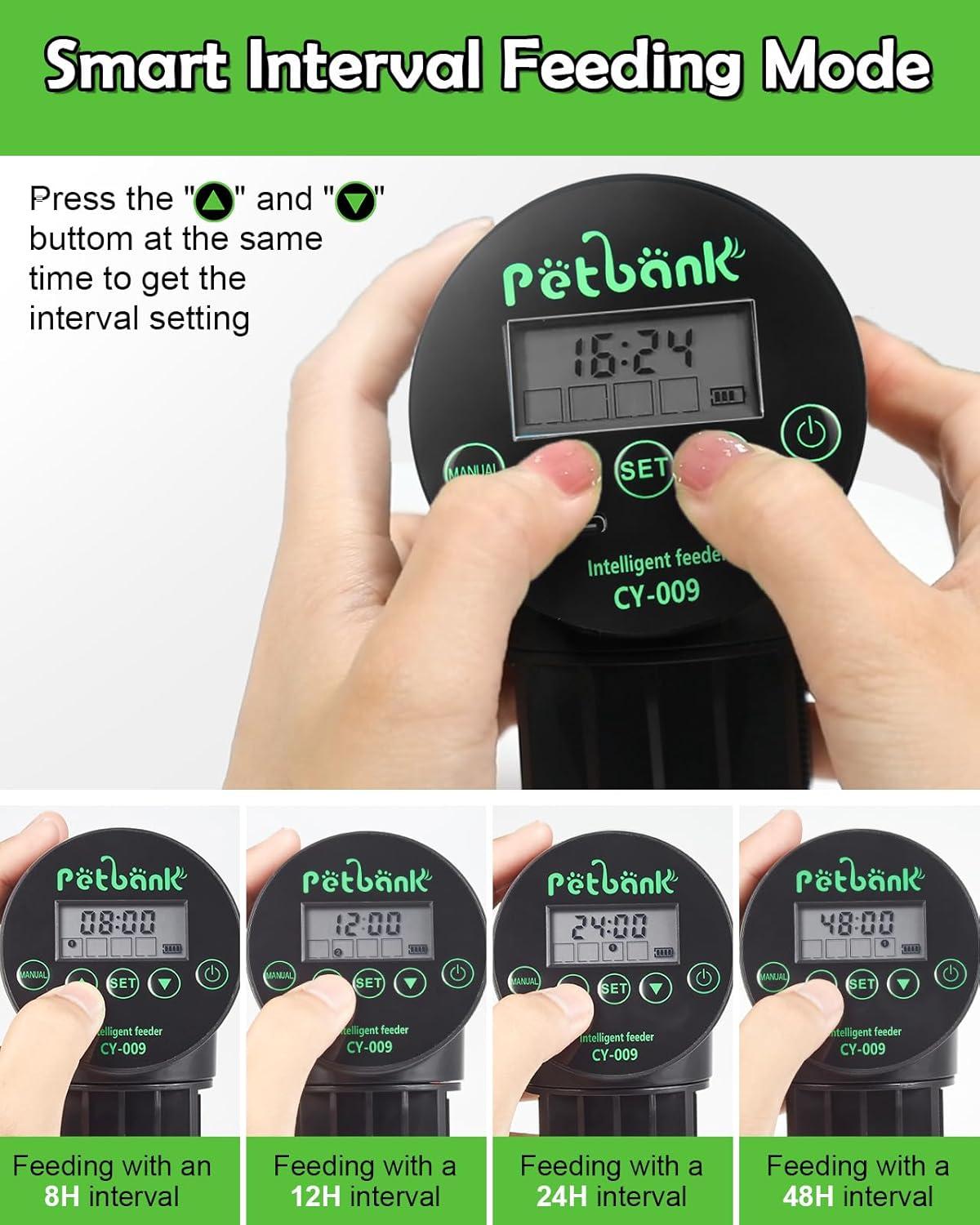 Petbank Automatic Fish Feeder for Aquarium, Auto Fish Food Dispenser with Timer, USB Charging, Green