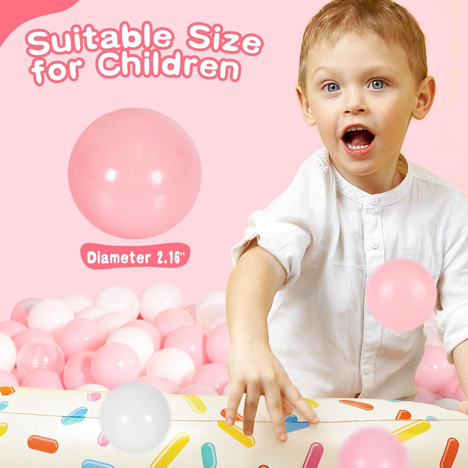 Anvazise 100Pcs Ball Pit Balls Thickened Eco-friendly Smooth Reusable Bite-resistant Hand-on Ability PE Material Macaron Color Pit Balls Kindergarten Toy