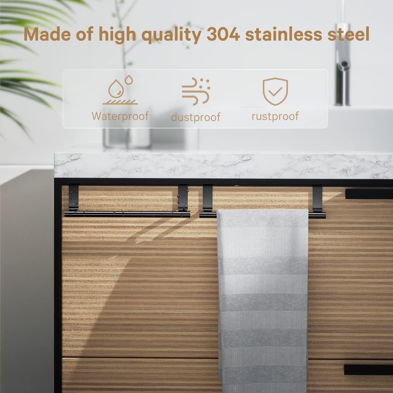 Stainless Steel Over Door Double Towel Rack Bar Holders