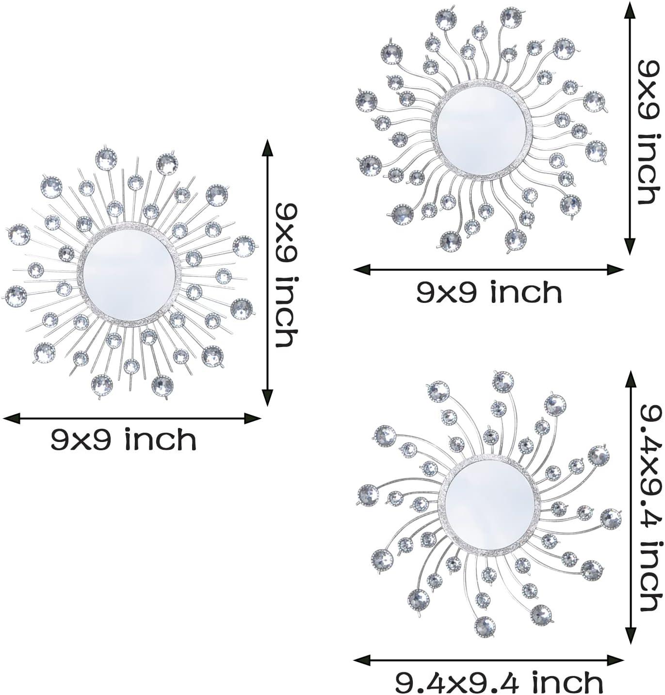 Mirror Wall Decor Metal Sun Mirror Home Decoration Wall Art Decorative Mirror Suitable for Living Room Bedroom Bathroom Entryway