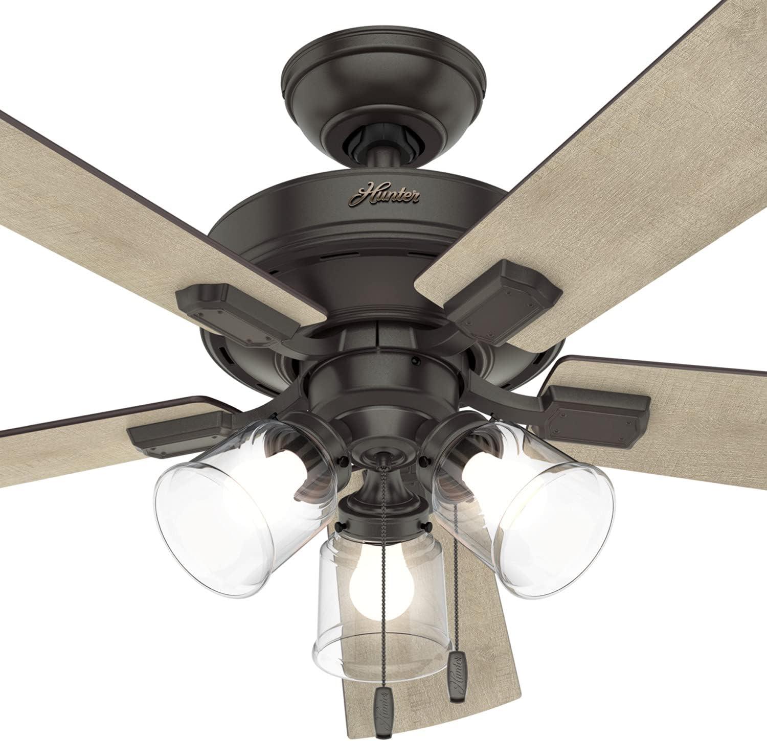 52" Crestfield 5 - Blade Modern Farmhouse Indoor Ceiling Fan with Light and Pull Chains