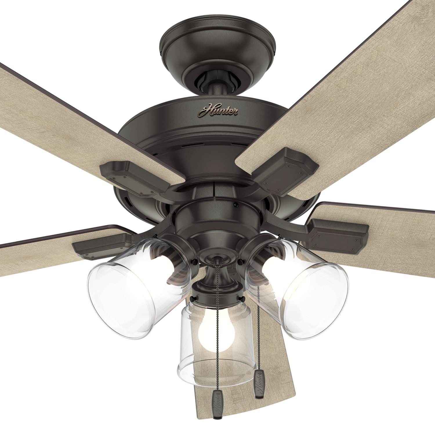 Hunter Fan 52" Crestfield 5 - Blade Modern Farmhouse Indoor Ceiling Fan with Light and Pull Chains