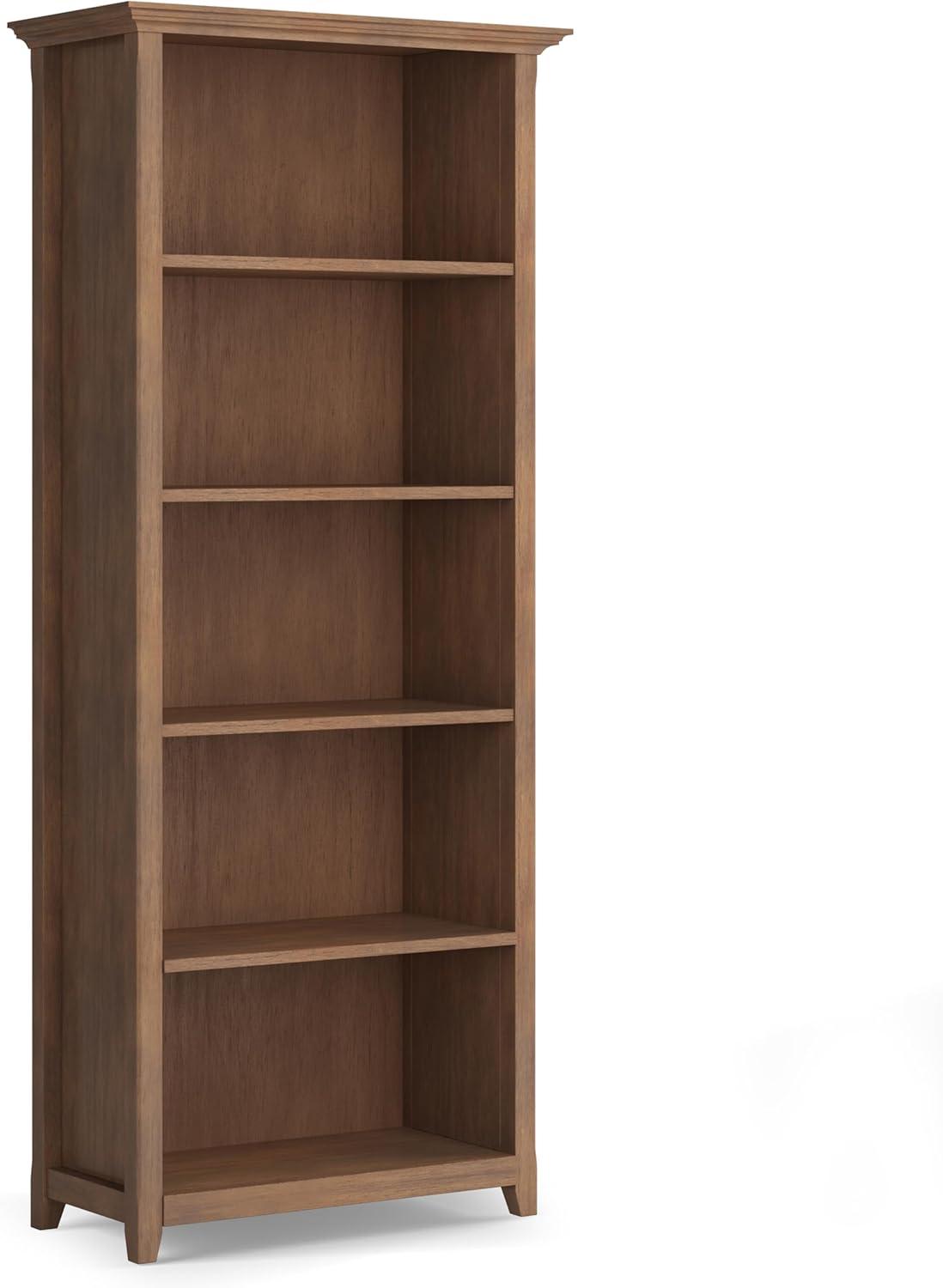 Simpli Home Amherst 30"W Solid Wood 5 Shelf Bookcase with Adjustable Shelves & Reviews | Wayfair