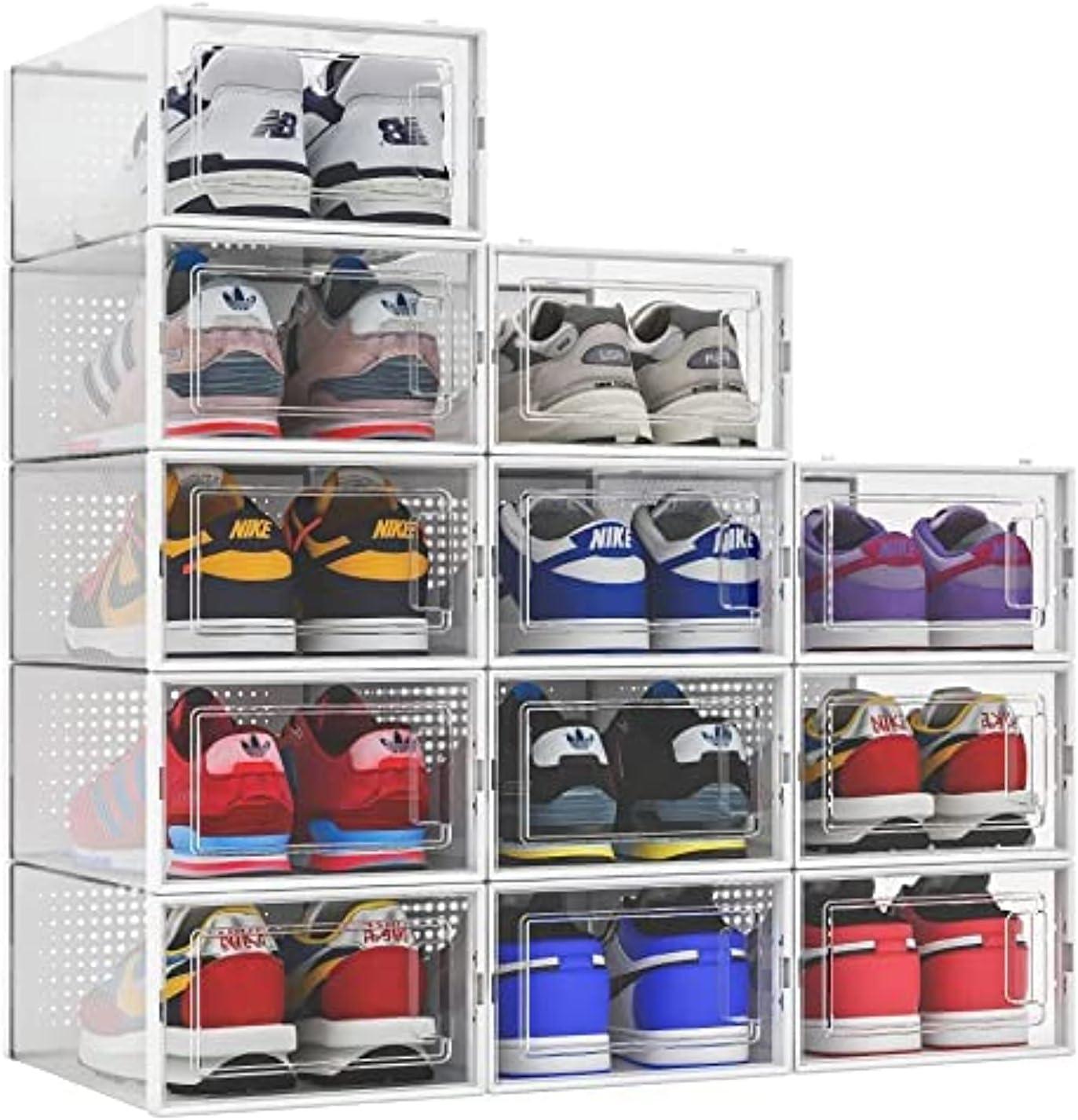 Clear Stackable Plastic Shoe Organizer Boxes for Closet