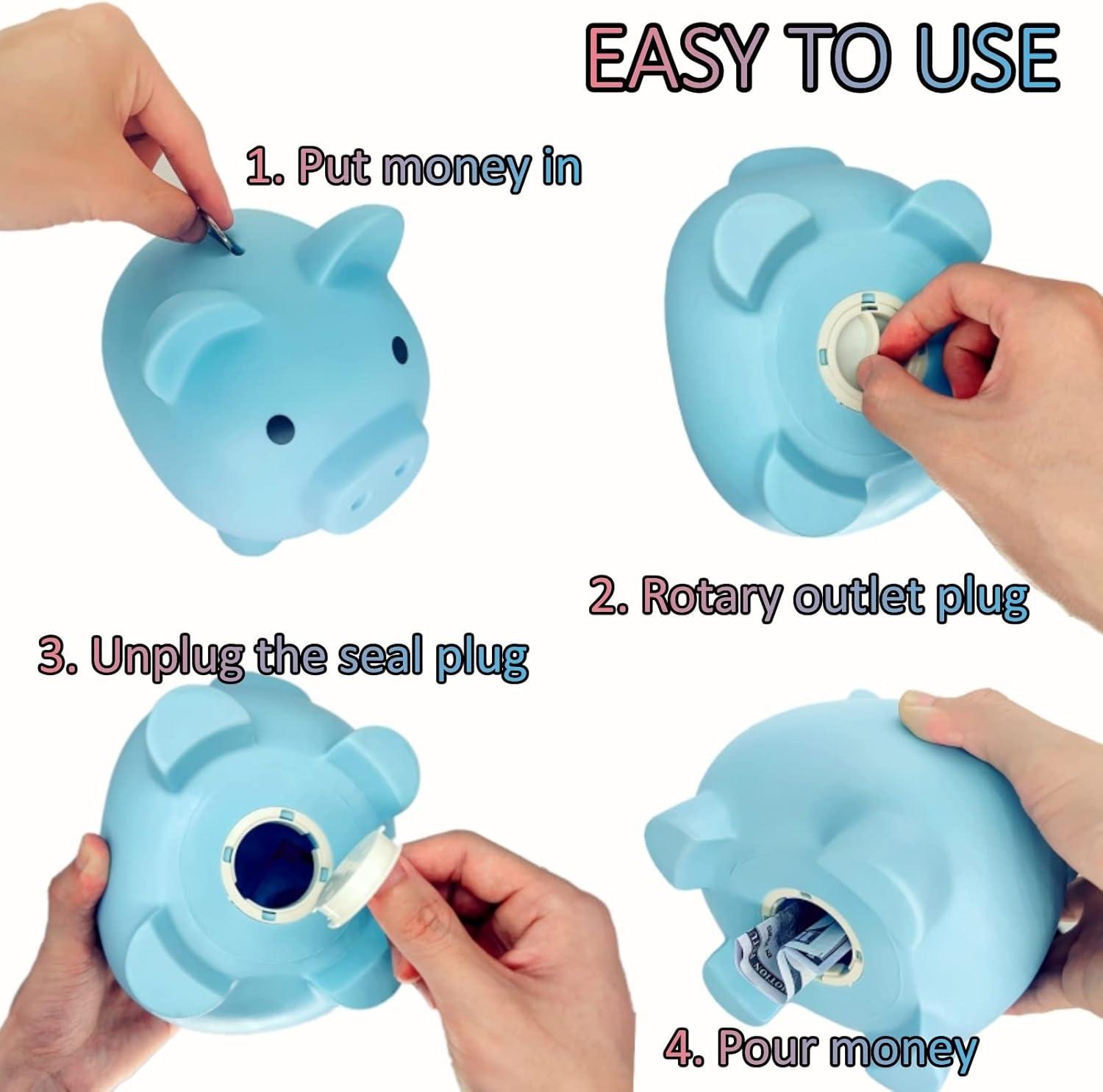 Piggy Bank for Sbrvaniy Piggy Coin Banks for Boys and Girls My First Unbreakable Plastic Money Bank S/M/L Size Decoration Savings Christmas, Easter, Birthday Gift
