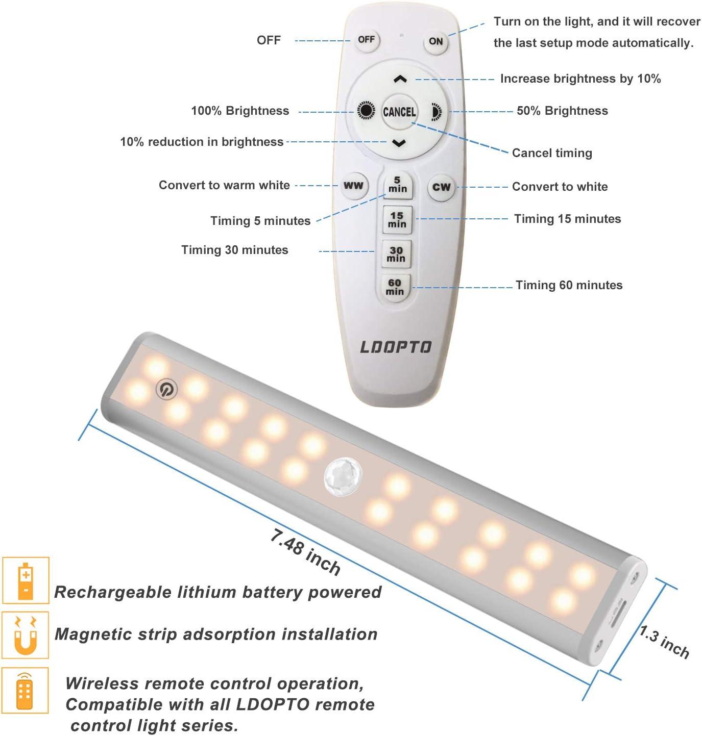 Wireless Dimmable LED Under Cabinet Lights with Remote, 4 Pack