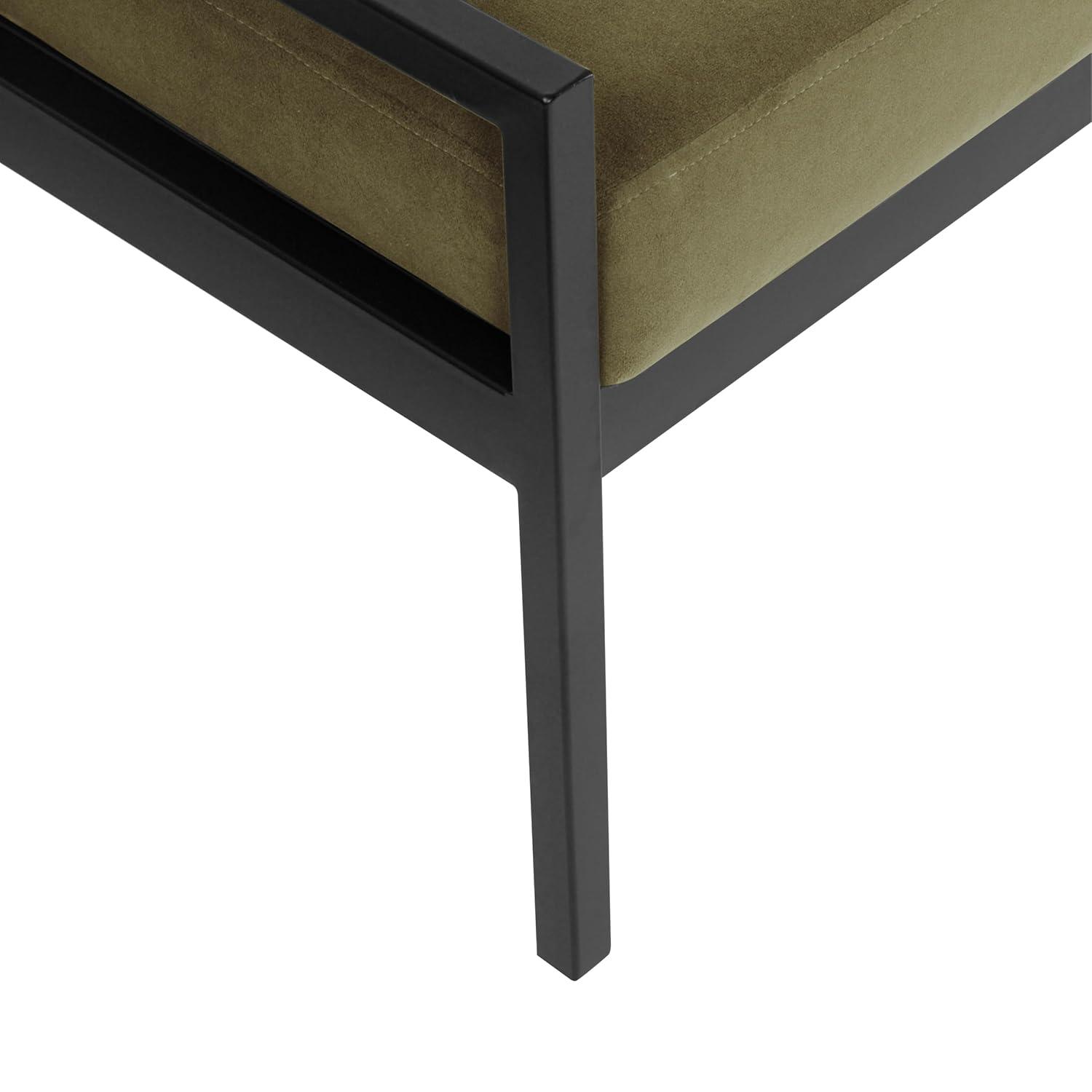 Modern Metal Bench Light Sage Green- HomePop: Velvet Upholstered, Entryway & End of Bed Seating