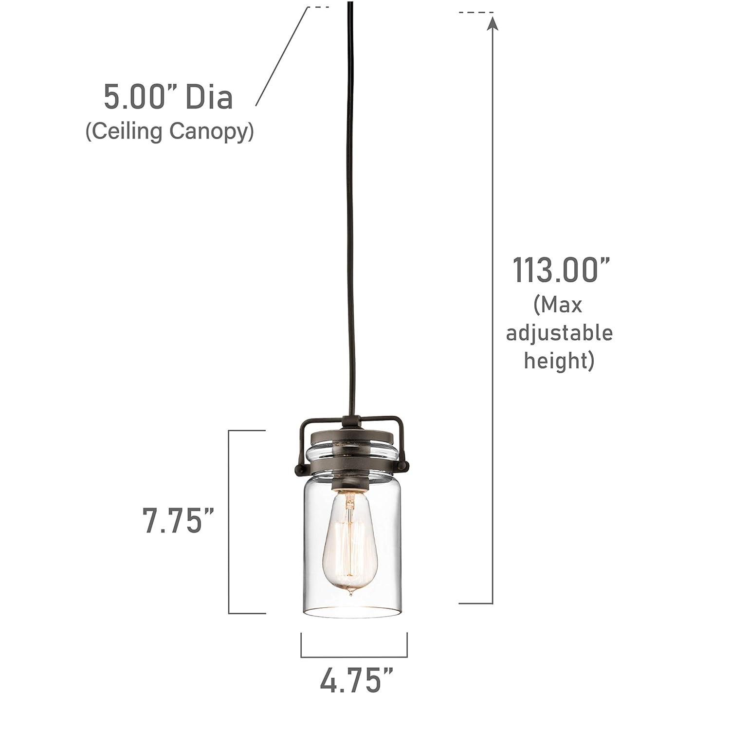 Kichler Brinley Vintage 1 Light Olde Bronze Mini Pendant Light with Clear Glass