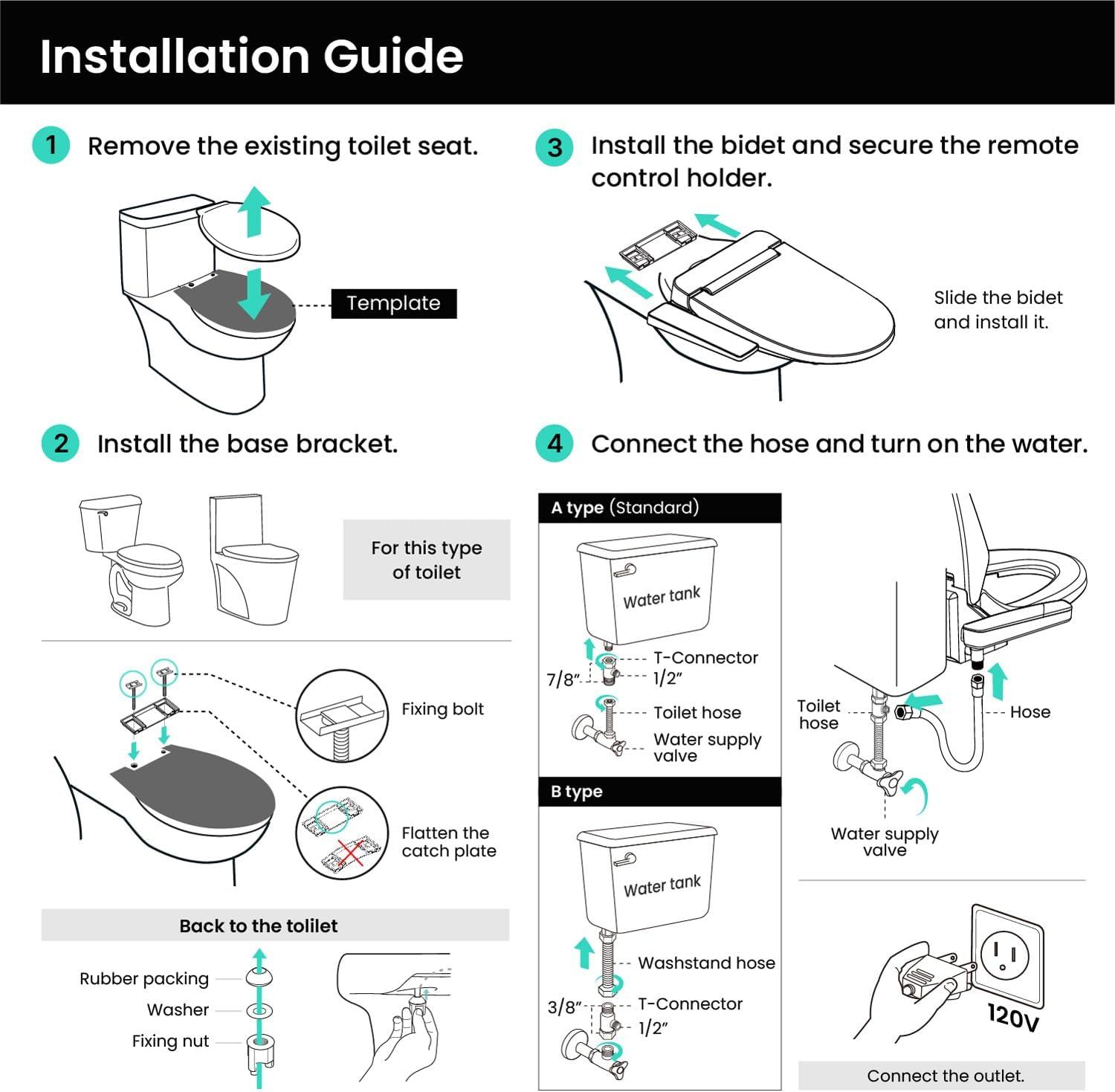 VOVO White Elongated Smart Bidet Toilet Seat with Heated Features