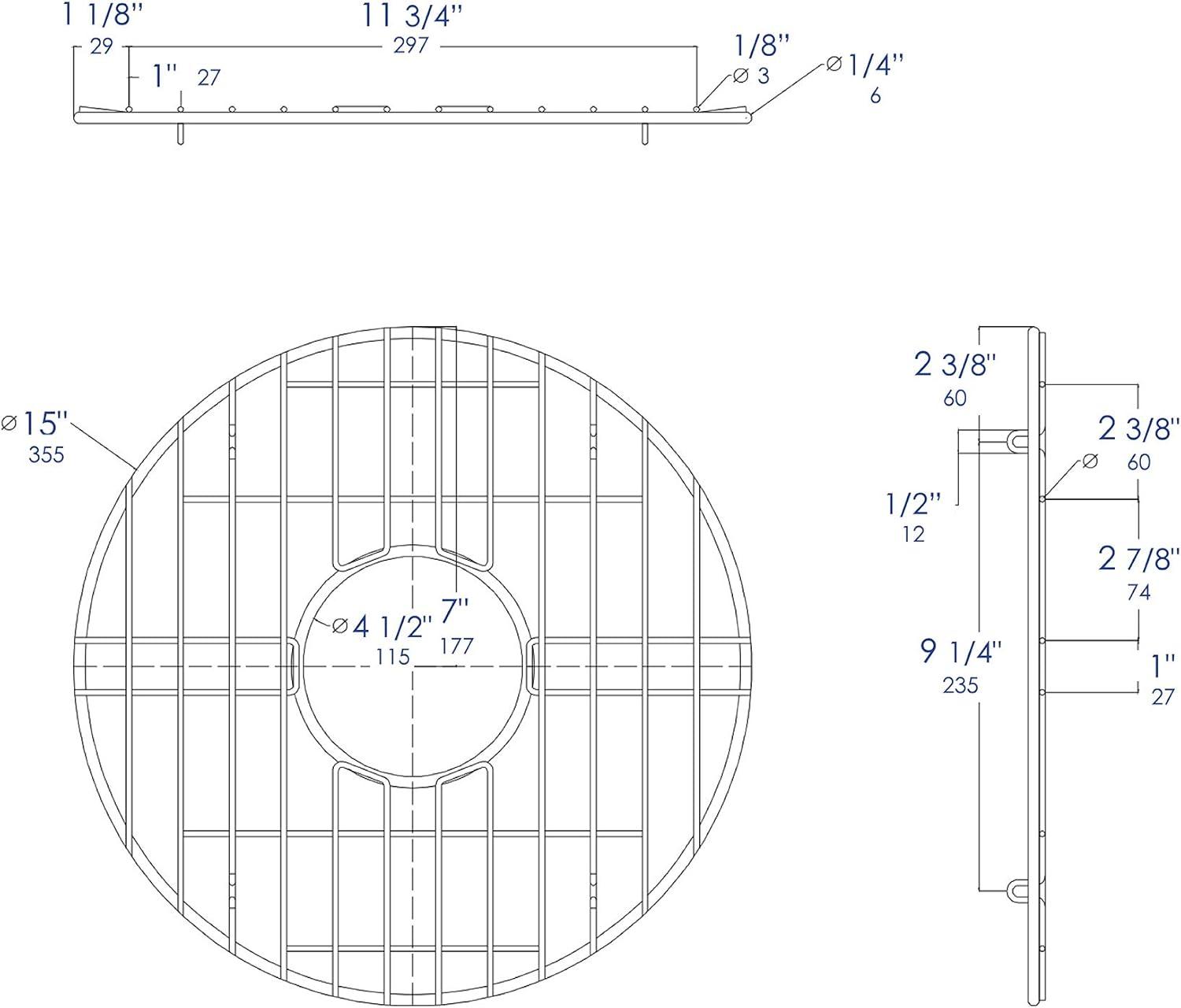 Round Brushed Stainless Steel Kitchen Sink Grid