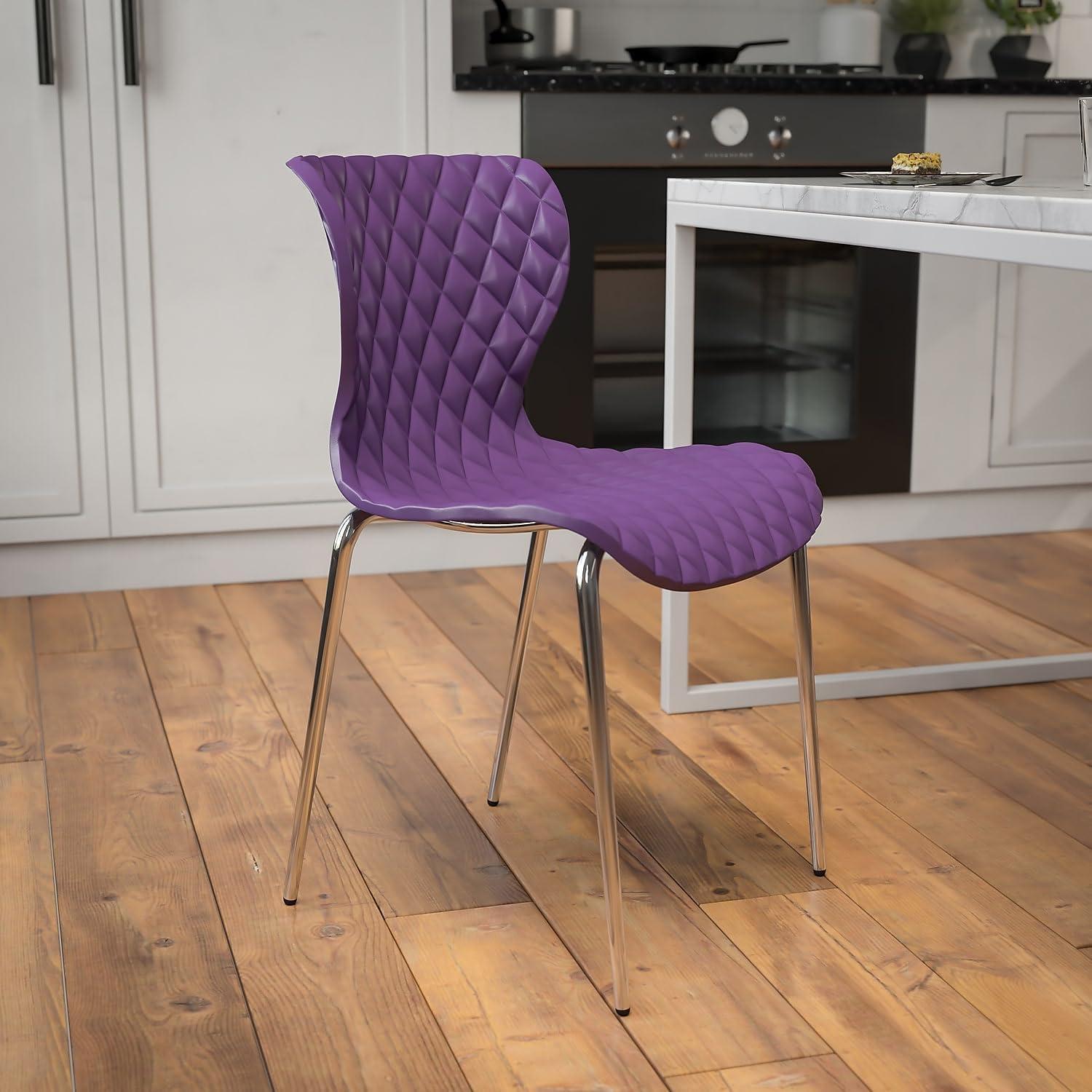 Contemporary Lowell Purple Metal Stackable Chair