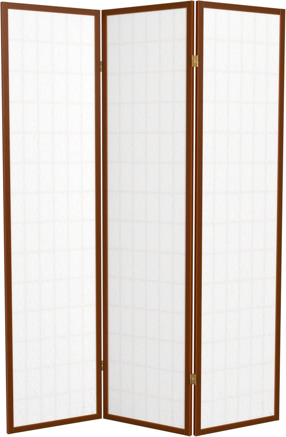 Oriental Furniture 6 ft. Tall Window Pane Shoji Screen - Walnut - 3 Panel