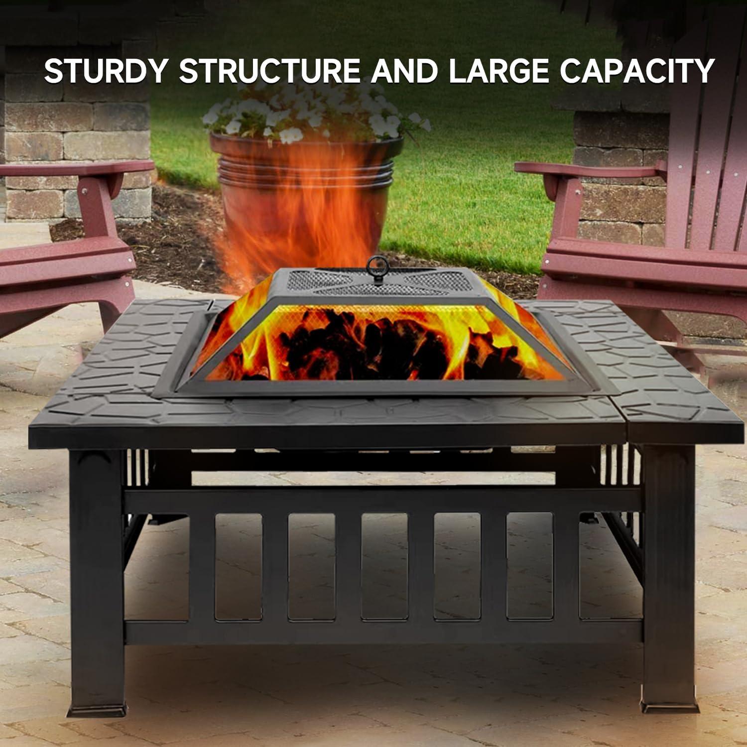 32'' Square Steel Fire Pit Accessory