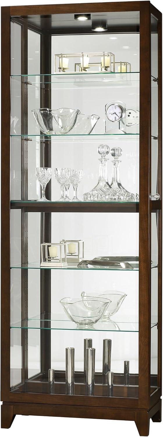 Espresso Lighted Glass Curio Cabinet with Adjustable Shelves