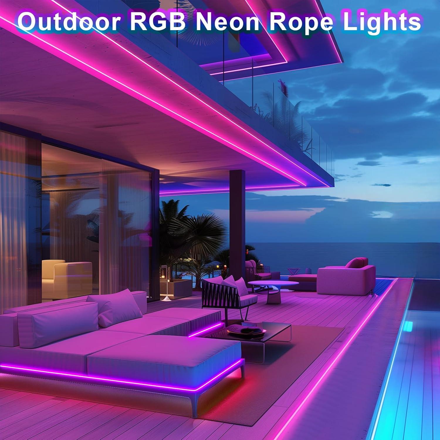 50ft RGB LED Neon Rope Lights with Remote Control