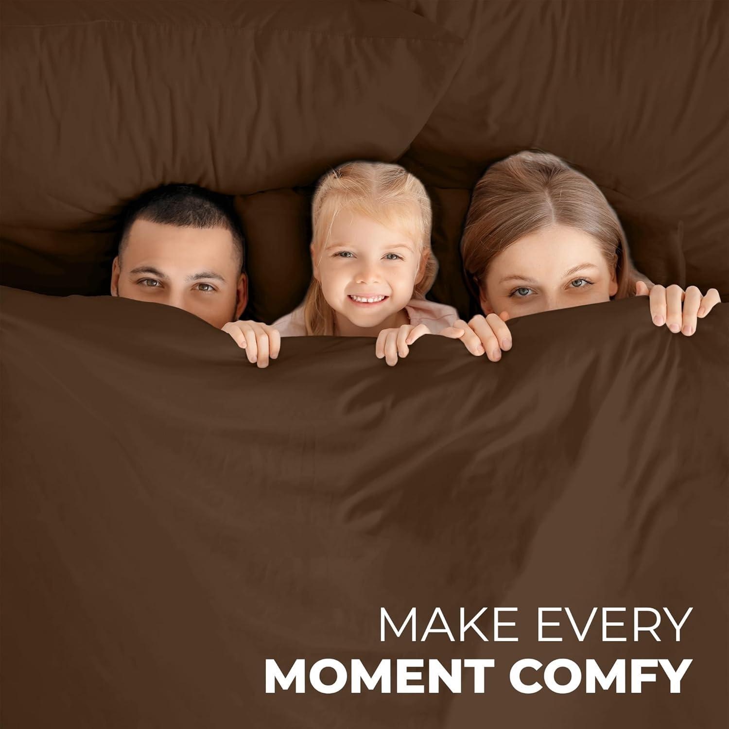 ROYALE LINENS - 3 Piece Twin Bed Sheet - Soft Brushed Microfiber 1800 Bedding Set - 1 Fitted Sheet, 1 Flat Sheet, 1 Pillowcase -Wrinkle & Fade Resistant Luxury Sheet Set (Chocolate Brown, Twin)