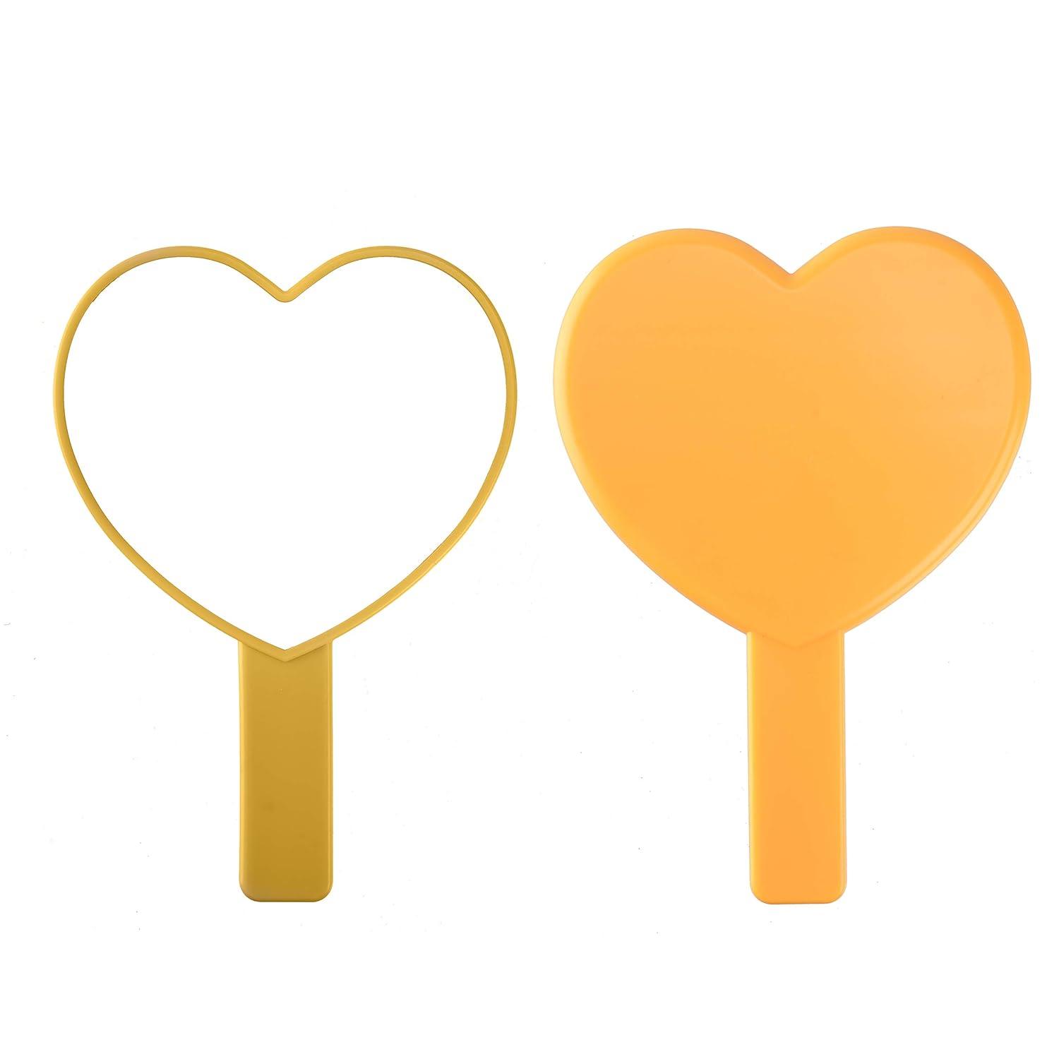 Heldig Heart-Shaped Travel Handheld Mirror, Cosmetic Hand Mirror with Handle