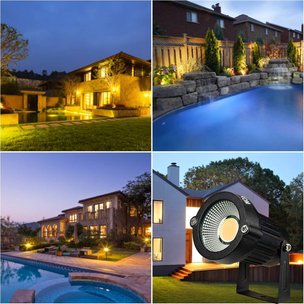 Landscape Outdoor,IP65 Waterproof Garden Spotlights,5W AC 120V Yard Flood Light,Metal Ground Stake Lawn,3200K LED Spotlight with 1.5M UL-Listed Cord and 3-Plug (2 Packs)
