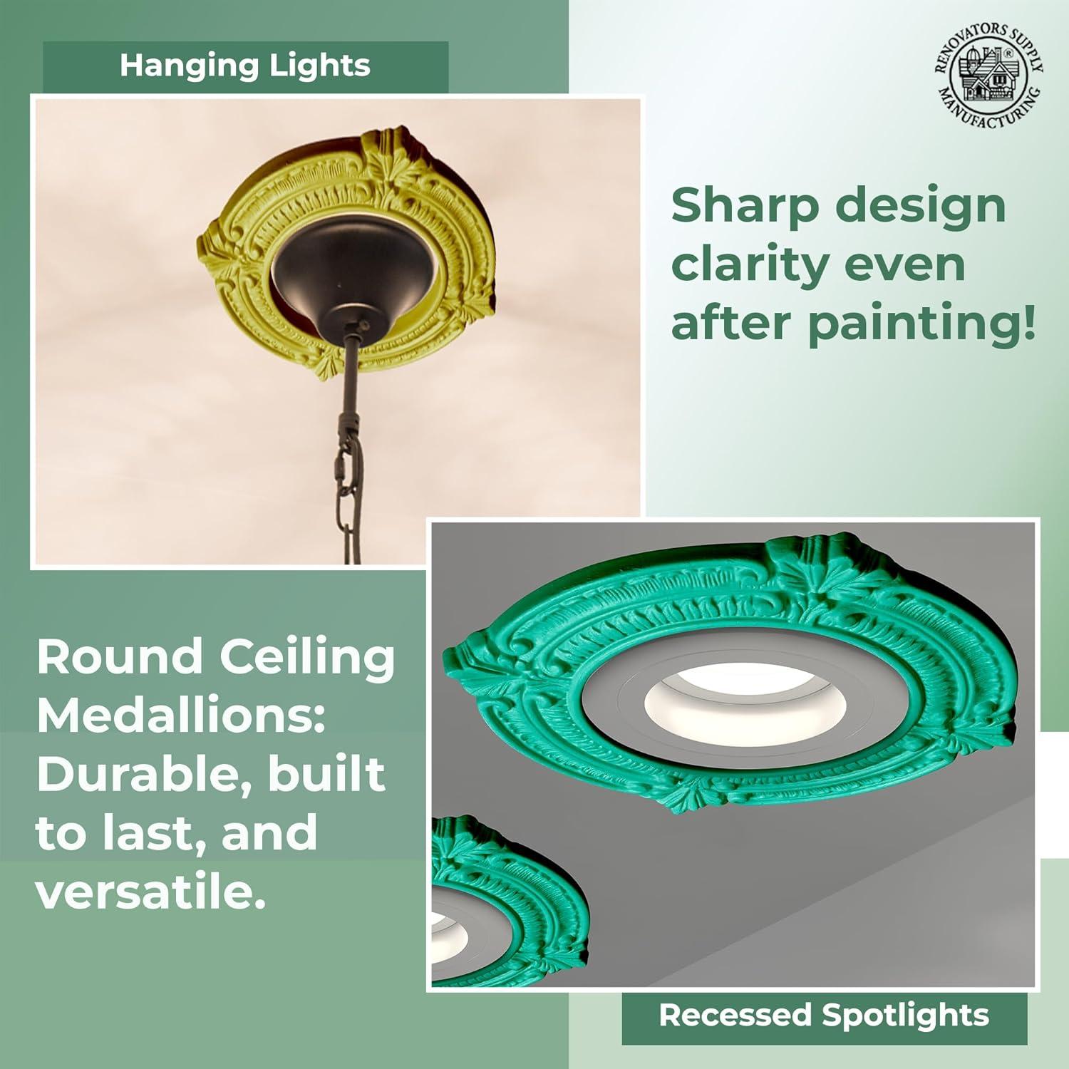 White Ceiling Medallion Urethane Recessed Trim 6" ID X 10" OD