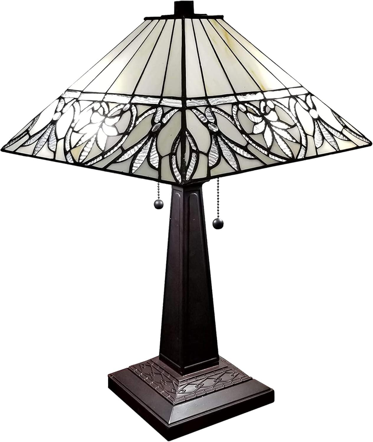 Amora 22" White Stained Glass Mission Table Lamp