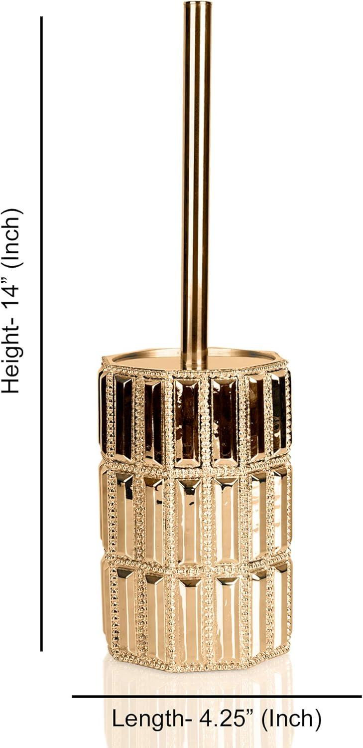 Gold Resin Free Standing Toilet Brush and Holder