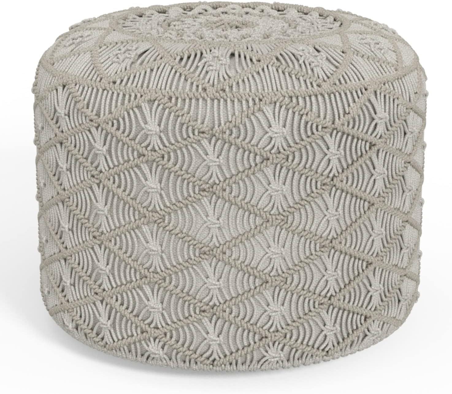 Coates Contemporary Cloud Grey Cotton Round Pouf