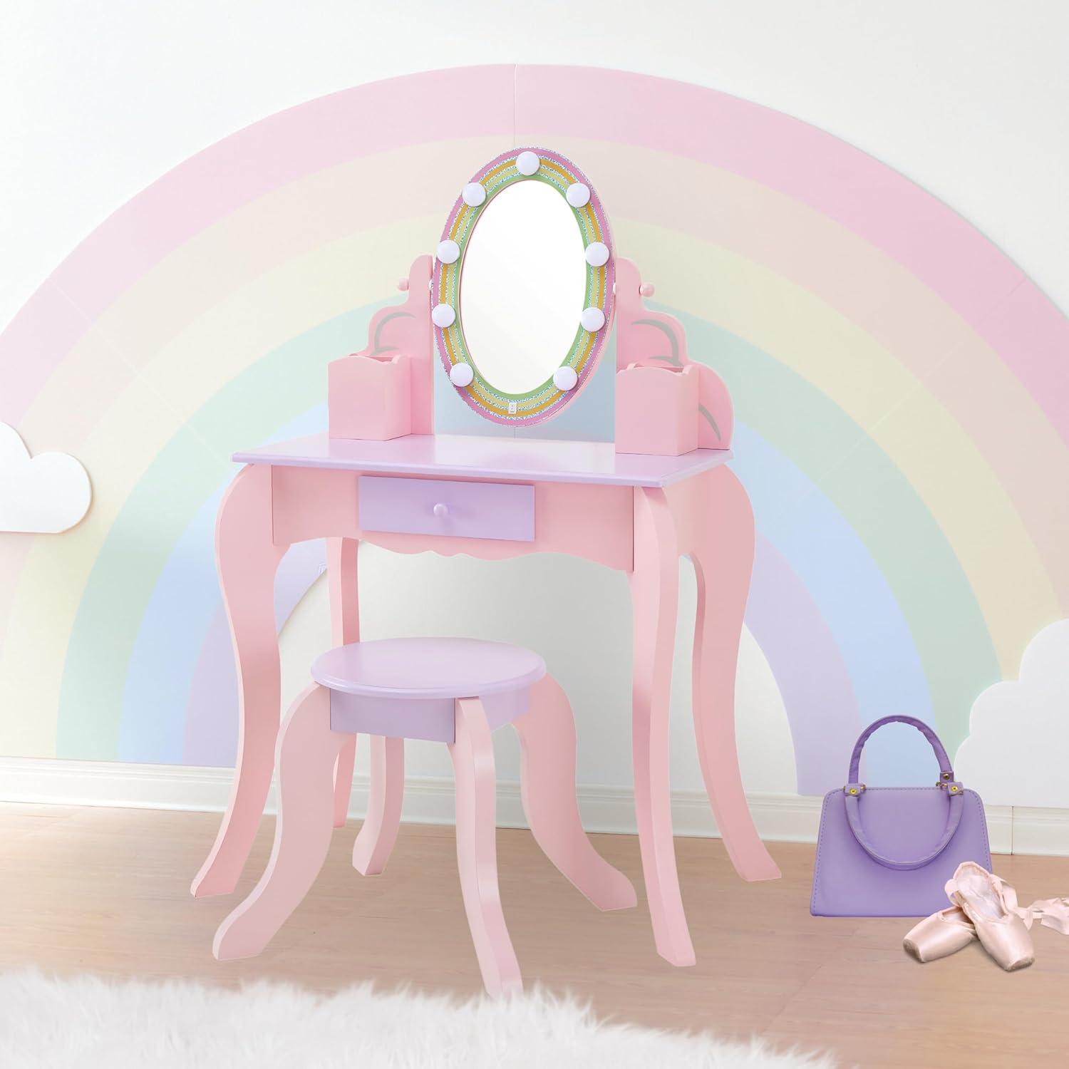 Teamson Kids Little Princess Rapunzel Vanity With LED Mirror