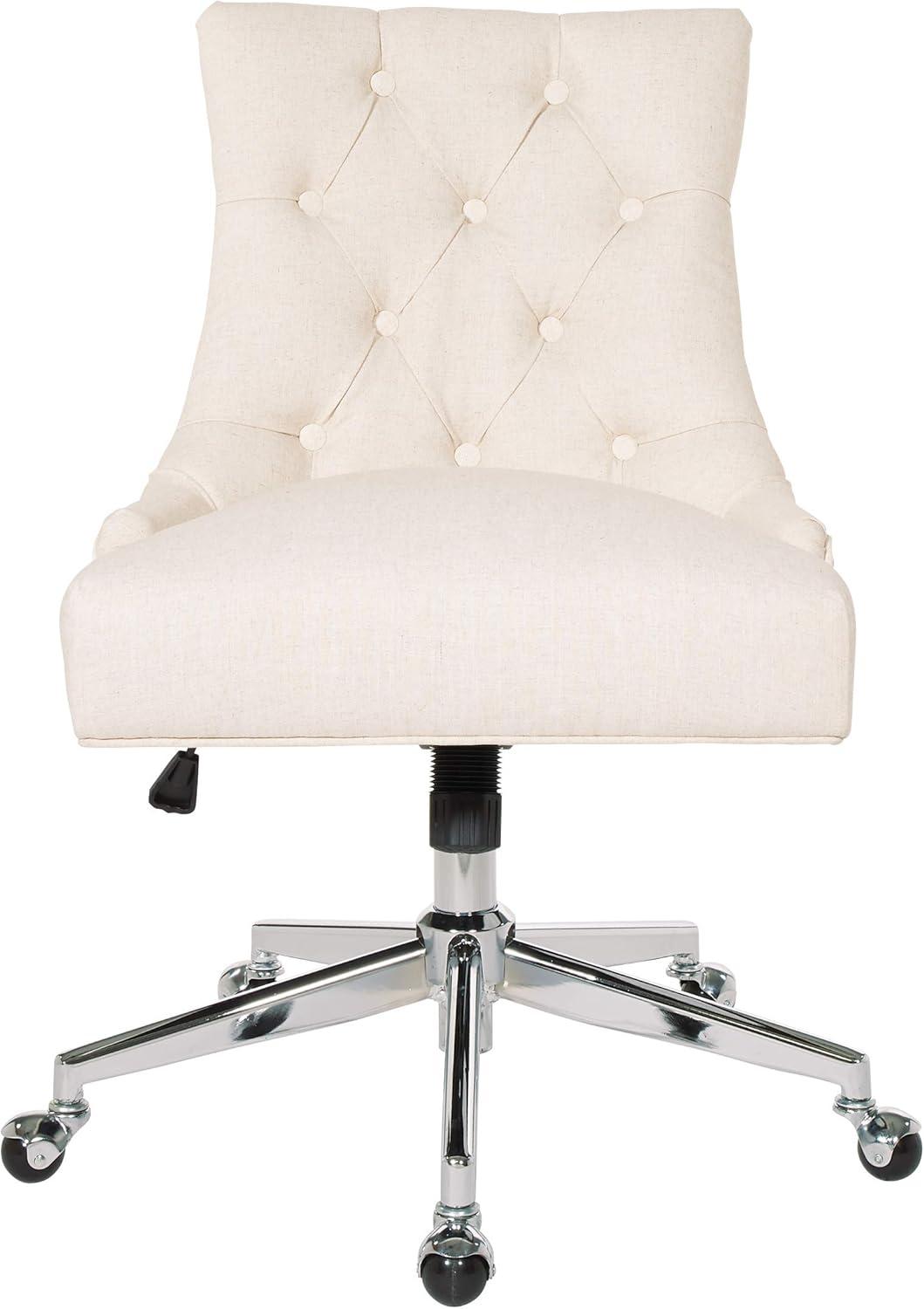 Amelia Office Chair Linen - OSP Home Furnishings: Swivel, Tufted, Adjustable Height, Metal Frame, No Arms