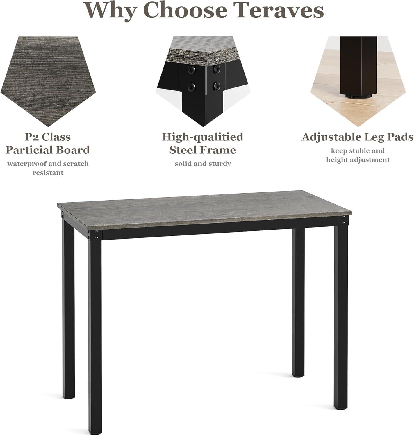 Teraves Computer Desk/Dining Table Office Desk Sturdy Writing Workstation for Home Office (39.37“, Black Oak)