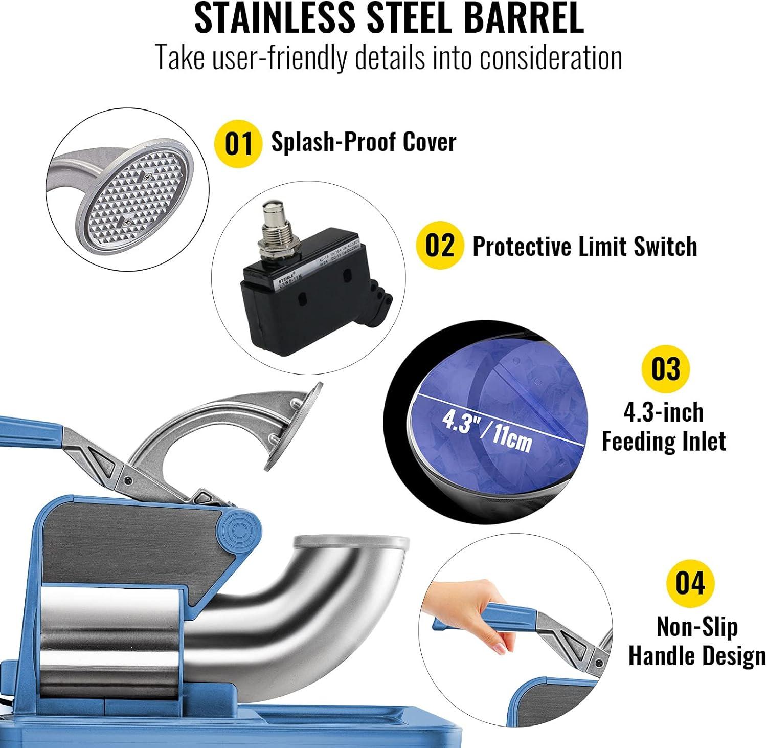 Commercial Stainless Steel Electric Ice Crusher with Blue PC Storage Box