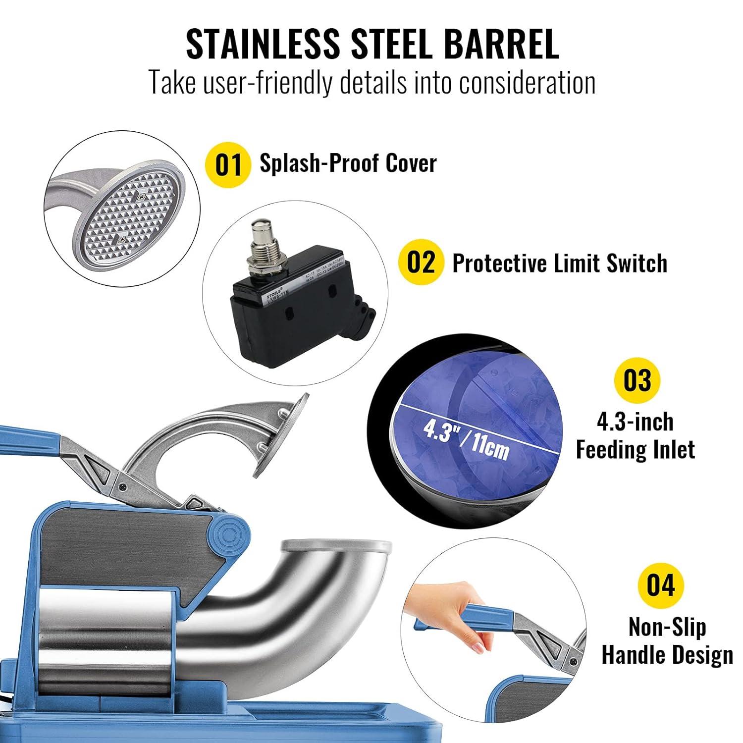 Commercial Stainless Steel Electric Ice Crusher with Blue PC Storage Box