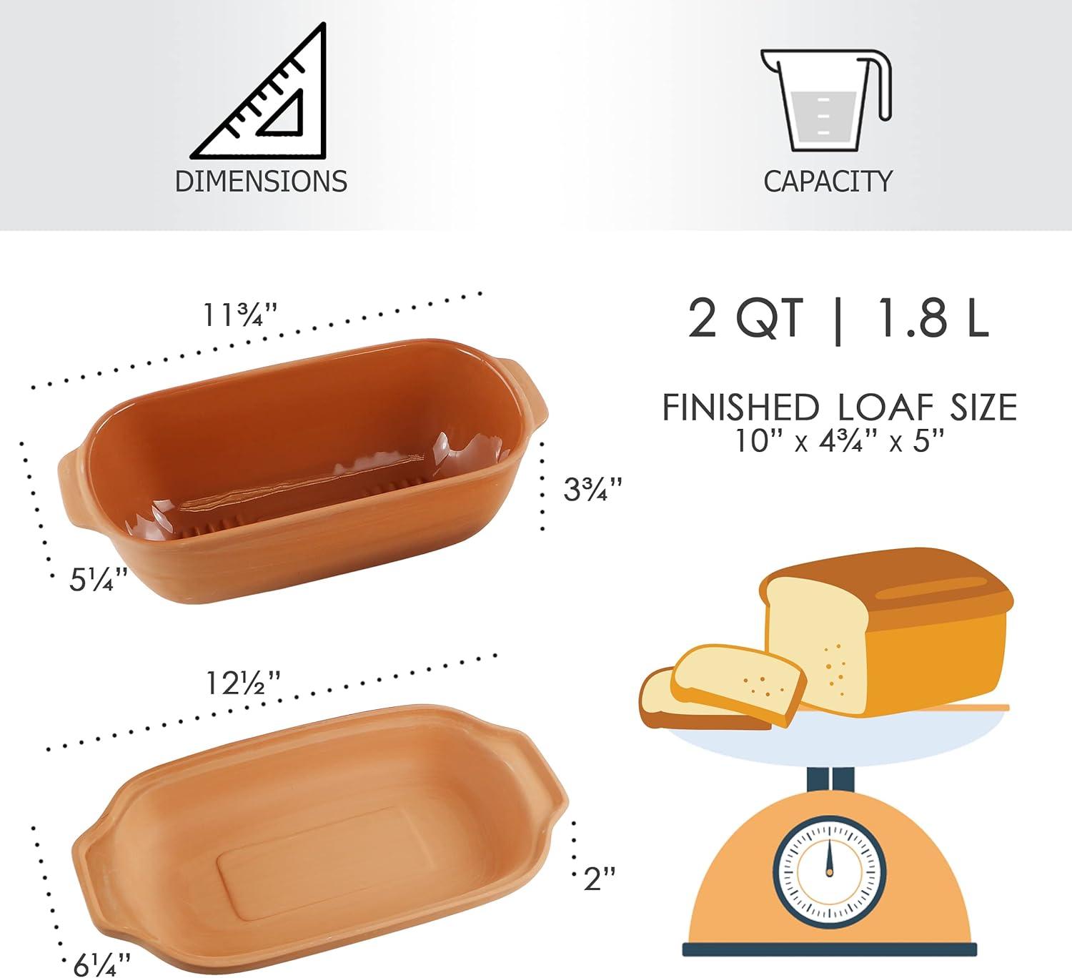 Terracotta Clay 2-Quart Loaf Pan with Lid