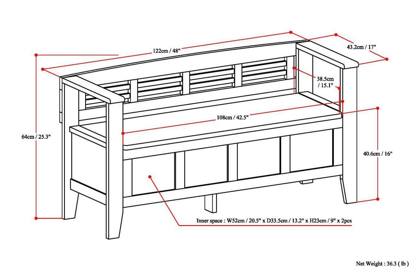 Simpli Home Adams Solid Wood Entryway Lift Top Storage Bench