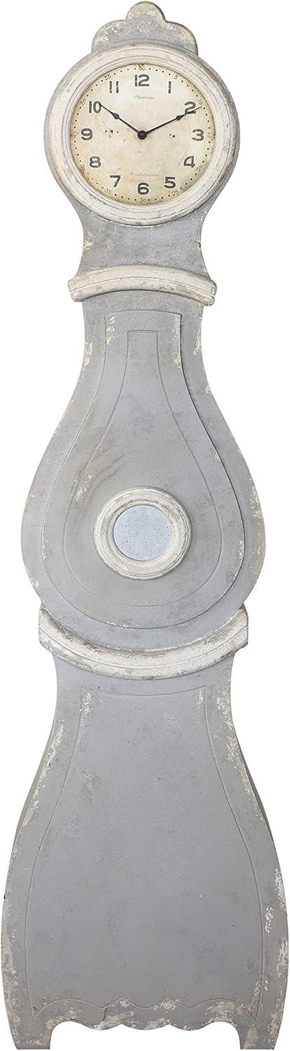 Distressed Gray Wood Grandfather Style Wall Clock