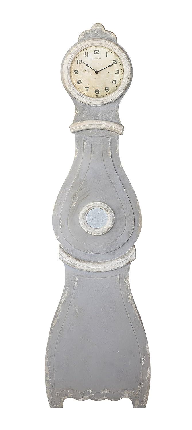 Distressed Gray Wood Grandfather Style Wall Clock