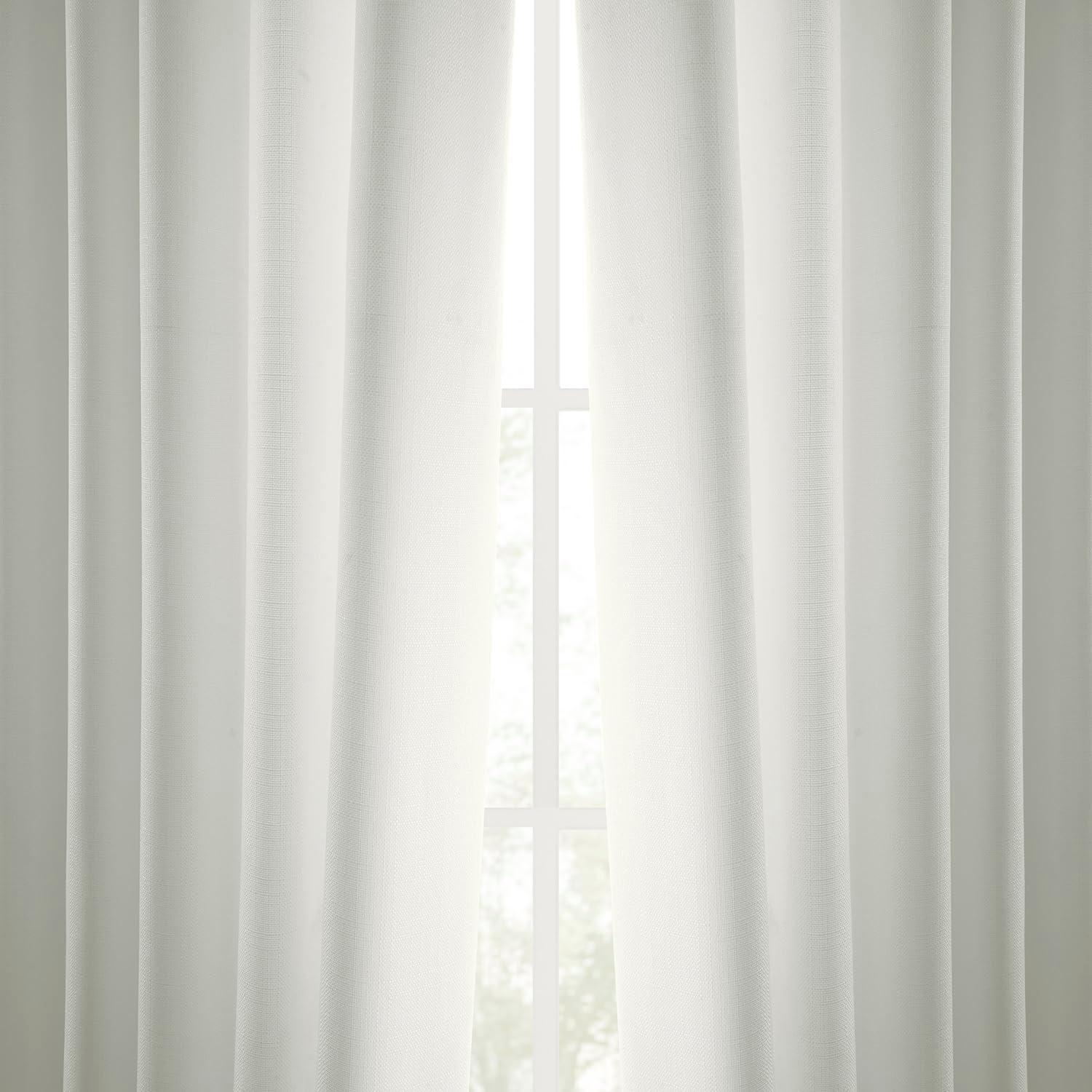 HPD Half Price Drapes Magnolia Off White Italian Faux Linen Room Darkening Curtains with Rod Pocket - 1 Panel - Window Curtains for Living Room & Curtains for Bedroom, 50W X 84L
