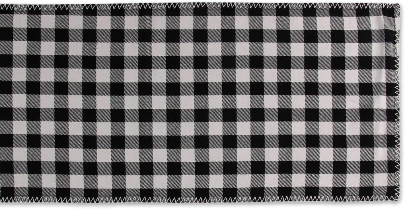 Red and Black Buffalo Check Cotton Table Runner with Whipstitch